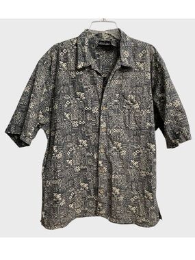Vintage Ocean Pacific OP Men's Floral Geometric Hawaiian Shirt XL Reverse Print